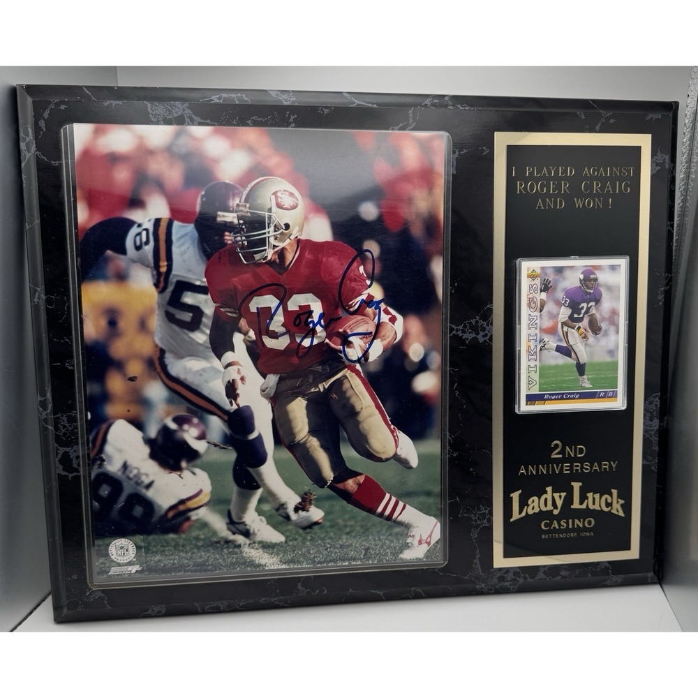 Roger Craig Signed San Francisco 49ers NFL Football Photo Plaque Lady Luck Golf